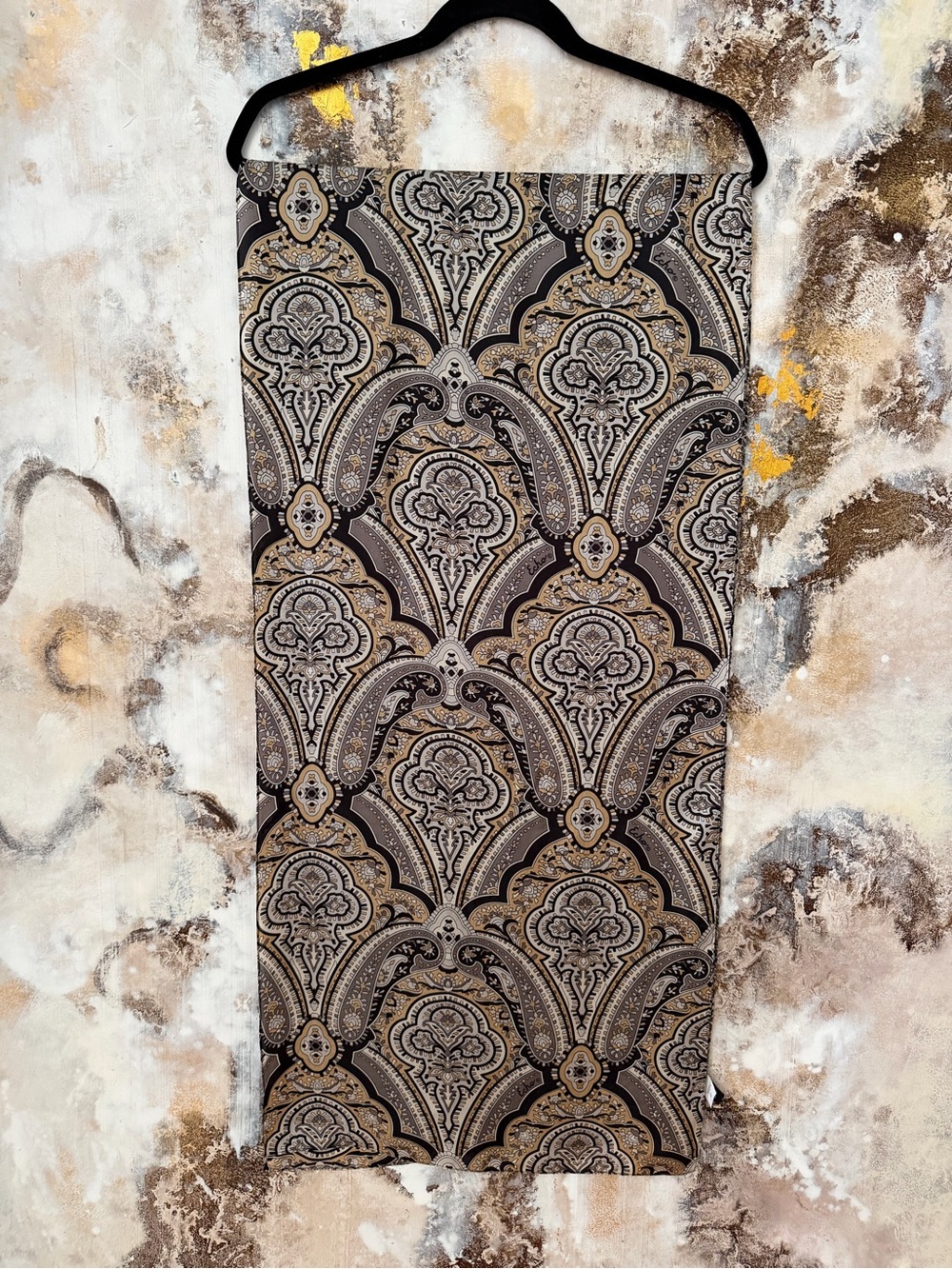 Echo Black, Grey and Gold Ornate Paisley 100% Silk Scarf